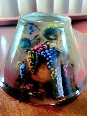 Decorative Floral Grape Porcelain Candle Jar Shade - Multicolor (116)